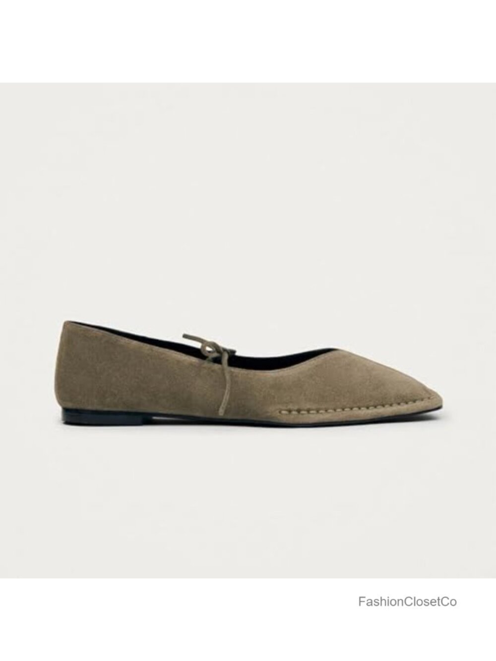 Suede Leather Lace Up Ballet Flats Square Toe Mary Jane Slip On Ballerina Shoes - Picture 2 of 4